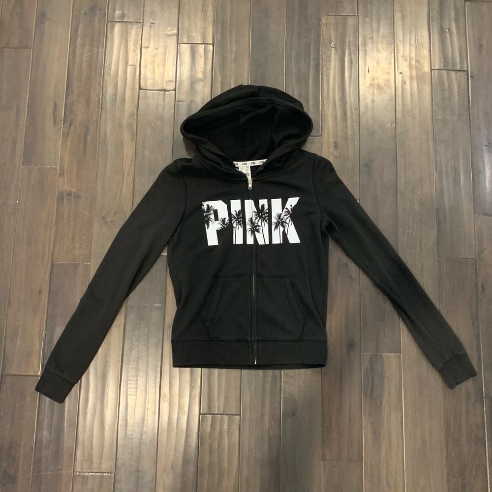 PINK Victoria’s Secret Black Zip-up Hoodie